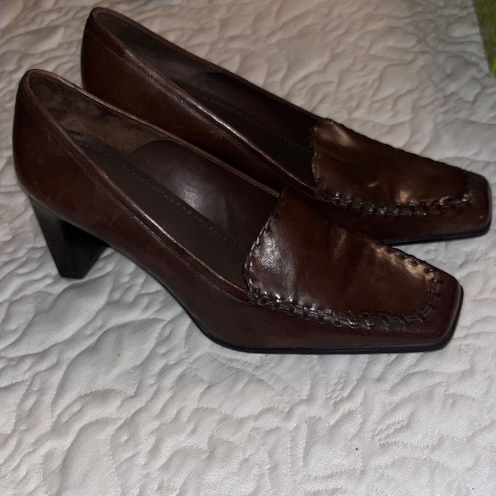 ANTONIO MELANI Brown Heeled Loafers 8.5 New!!!